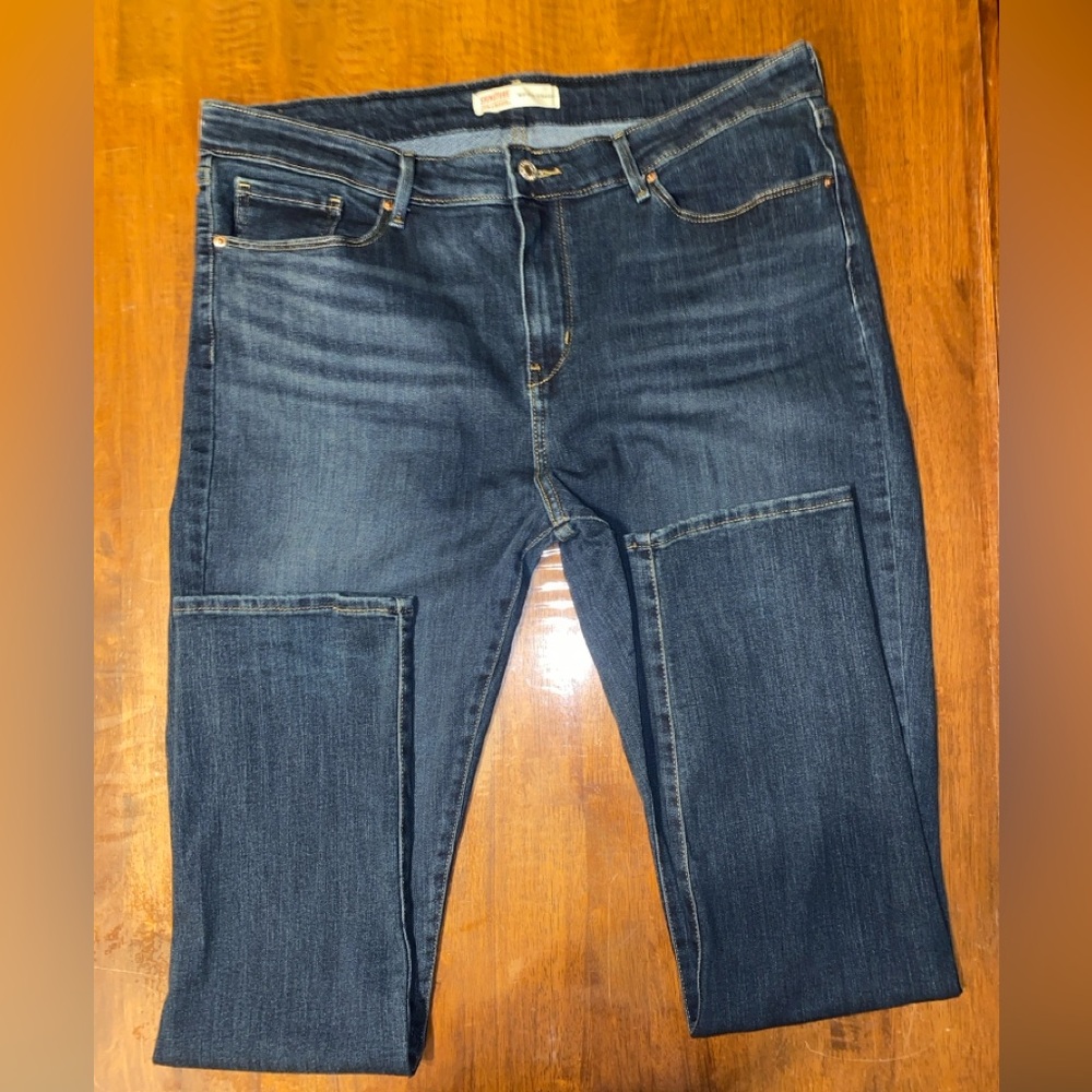 Signature by Levi Strauss Dark Blue, Mid-Rise Straight Leg Jeans, Sz 18 - Picture 4 of 7
